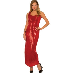 Women's Long Sultry Red Sequin Dress Costume - Womens Medium (8-10) - 37-38" bust  -  27-28" waist  -  38-39" hips