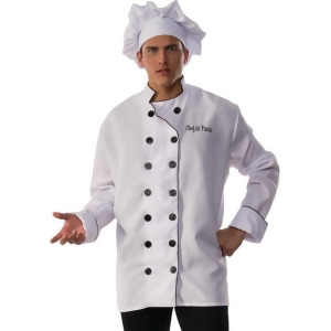 Men's Chef De Partie White Jacket And Hat Costume - Mens 2XL 48-50" chest - 18-18.5" neck - 42" waist