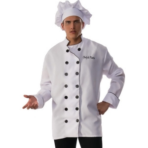 Men's Chef De Partie White Jacket And Hat Costume - Mens Large 42-46" chest - 16.5-17" neck - 34-38" waist