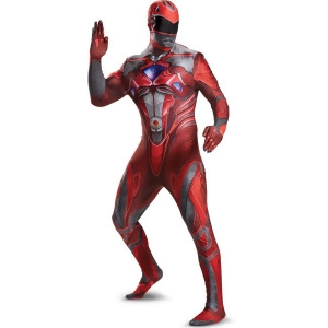 Adult's Mens Power Rangers Movie Red Ranger Jason Bodysuit Costume - Mens Large-XL (42-46) 42-46" chest - 38-42" waist - 42-44" hips - 30-32" inseam -