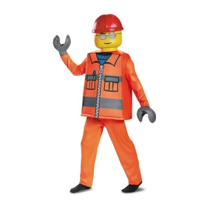 Child's Boys Deluxe Iconic Lego Construction Worker Minifigure Costume - Boys Medium (7-8) for ages 5-7 - 48-60 lbs approx 26.5" chest - 24.5" waist -