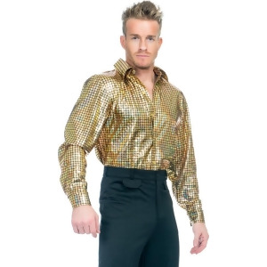 Adult's Mens Gold Hologram Disco Dude Costume Shirt - Mens X-Large (46-48) 46-48" chest - 5'9" - 6'2" approx 190-215lbs