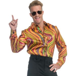Adult's Mens Rainbow Lights Disco Dude Costume Shirt - Mens Small (36-38) 36-38" chest - 5'6" - 5'10" approx 120-145lbs