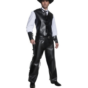 Mens Man In Black Western Gunslinger Oulaw Costume - Men's Medium 38-40 - approx 32" - 34" waist - 38-40 chest - 5'7" - 6'1" approx 140-170 lbs