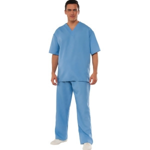 Men's Blue Simulated Surgeon Doctor Scrubs Costume - Mens 2XL 48-50" chest - 18-18.5" neck - 42" waist