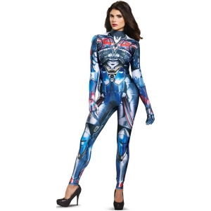 Adult's Womens Transformers Optimus Prime Bodysuit Costume - Womens Large (12-14) approx 30-33" waist - 41-43" hips - 38-40" bust - inseam 27-29" - 13