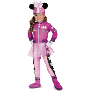 Girls Deluxe Disney Mickey And The Roadster Racers Minnie Mouse Costume - Girls Small (4-6x) for ages 3-5 - 9-50 lbs approx 26" chest - 23" waist - 26