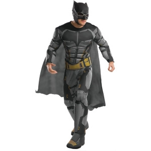 Adult Mens Deluxe Justice League Tactical Batman Costume - Mens Standard (50) 50" chest - 42-46" waist - 33" inseam - 5'9" - 5'11" approx 180-210lbs