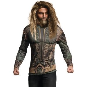 Adult Mens Justice League Aquaman Costume Shirt - Mens Standard (46) 46" chest - 36-40" waist - 33" inseam - 5'9" - 5'11" approx 170-190lbs