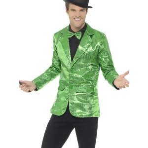 Mens Fancy Dress Green Sequin Magicians Tuxedo Jacket Costume - Men's Medium 38-40 - approx 32" - 34" waist - 38-40 chest - 5'7" - 6'1" approx 140-170