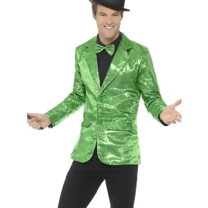 Mens Fancy Dress Green Sequin Magicians Tuxedo Jacket Costume - Men's Large 42-44 - approx 36"-38" waist - 42"-44" chest - approx 170-190 lbs