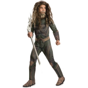 Child's Boys Deluxe Justice League Aquaman Costume - Boys Medium (8-10) for ages 5-7 approx 27"-30" waist - 50-54" height