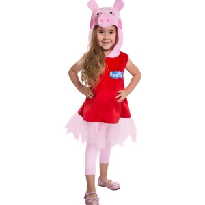 Peppa Pig Deluxe Toddler Costume Hooded Dress - Child's (2T) for ages 1-3 - 33.5" height - 20" waist - 21" hip - 13" inseam - 21" chest