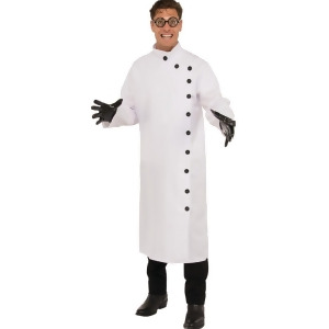 Men's Crazy Mad Scientist Button Up White Lab Coat Costume - Mens Large 42-46" chest - 16.5-17" neck - 34-38" waist