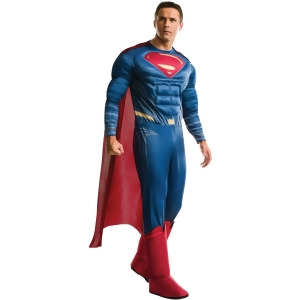 Adult Mens Deluxe Justice League Superman Costume - Mens Standard (50) 50" chest - 42-46" waist - 33" inseam - 5'9" - 5'11" approx 180-210lbs