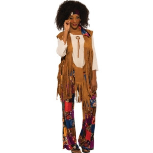 Women's 60's Spirited Hippie Faux Suede Costume - Womens X-Large (16-18) - 43" bust  -  33" waist  -  44-45" hips