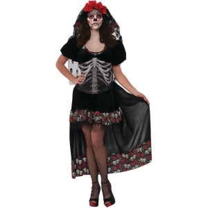 Women's Dia De La Muertos Queen Of The Dead Senorita Dress Costume - Womens Large (12-14) - 40" bust  -  30-32" waist  -  40-43" hips