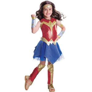 Child's Girls Deluxe Wonder Woman Justice League Costume - Girls Large (12-14) for ages 8-10 approx 31"-34" waist - 56-60" height