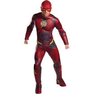 Adult Mens Deluxe Justice League The Flash Costume - Mens Standard (46) 46" chest - 36-40" waist - 33" inseam - 5'9" - 5'11" approx 170-190lbs