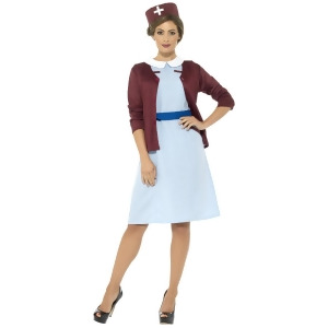 Adult's Womens Vintage 1940s War Time Hospital Nurse Costume Dress - Women's Small 6-8 - approx 26.5"-27.5" waist -  37"-38" hips - 34.5"-35.5" bust -