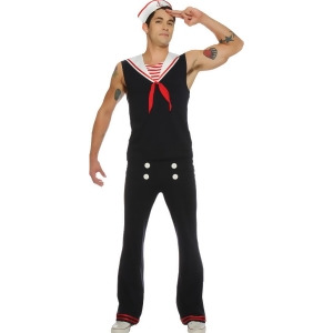 Adult's Mens All Hands On Deck Retro Sailor Wartime Marine Deckhand Costume - Mens Small 34"-36" chest - Pant Size 30"-32"