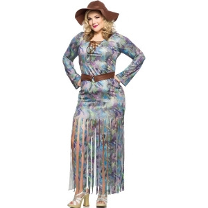 Womens Dream On 70s Disco Boogie Babe Maxi Dress Costume Plus Size - Women's 2X (18) - approx 48" bust  -  41" waist   -   51" hips