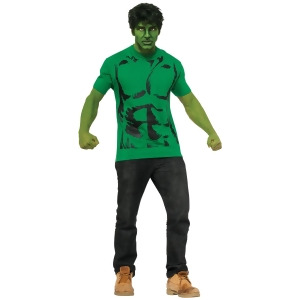 Adult Mens Marvel Comics Universe The Hulk T-shirt And Wig - Mens Large (42-44) 42-44" chest~ 5'8" - 6'2" approx 175-190lbs