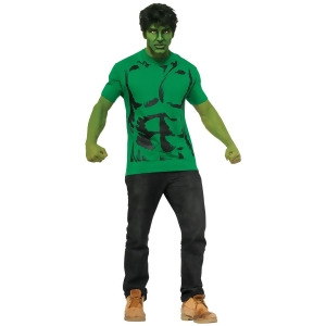 Adult Mens Marvel Comics Universe The Hulk T-shirt And Wig - Mens Medium (38-40) 38-40" chest~ 5'7" - 6'1" approx 120-150lbs