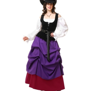 Adult's Womens Purple And Wine Country Western Lady Wench Dress Costume - Womens Large (11-13) approx 29 waist~ 40.5 hips~ 39 bust~ C-D