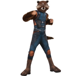 Child's Boys Deluxe Guardians Of The Galaxy Vol. 2 Rocket Raccoon Costume - Boys Large (12-14) for ages 8-10 approx 31"-34" waist - 56-60" height