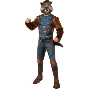 Adult Mens Deluxe Guardians Of The Galaxy Vol. 2 Rocket Raccoon Costume - Mens Standard (46) 46" chest - 36-40" waist - 33" inseam - 5'9" - 5'11" appr