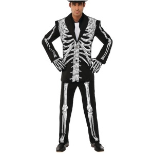 Men's Day Of The Dead Skeleton Mr. Bones Gentleman Tuxedo Costume - Mens Large 42-46" chest - 16.5-17" neck - 34-38" waist