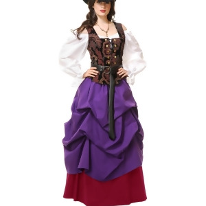 Adult's Womens Purple And Wine Country Wench Lady Western Dress Costume - Womens Large (11-13) approx 29 waist~ 40.5 hips~ 39 bust~ C-D