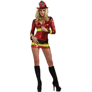 Women's Deluxe Sexy Fearless Firefighter Girl Costume - Womens X-Small (0-2) approx 31-33" bust & 21-23" waist