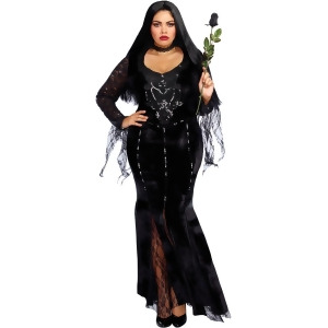 Adult's Womens Frightfully Beautiful Velvet Gown Dress Costume - 3X - Size 24-26 - Cup DDD-F - Bust 52"-54" - Waist 46"-48" - Hip 54"-56" - Inseam 32"