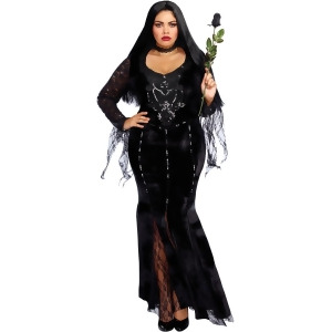 Adult's Womens Frightfully Beautiful Velvet Gown Dress Costume - 2X - Size 20-22 - Cup DD-DDD - Bust 48"-50" - Waist 42"-44" - Hip 50"-52" - Inseam 32