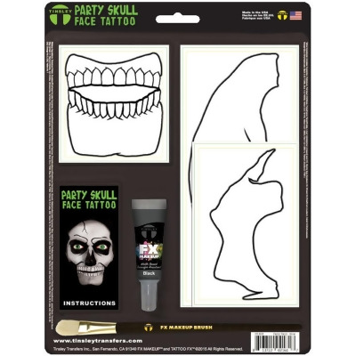 Glow in the Dark Skeleton Party Skull Face Tattoo Costume Accessory - Standard size 