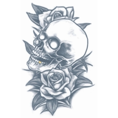 Prison Life Skull and Roses Tattoo Costume Accessory - Standard size 