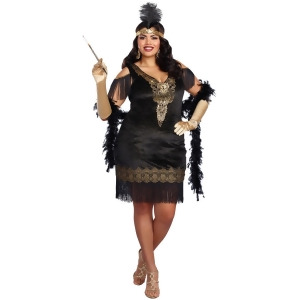 Adult's Womens Roaring 20s 1920 Swanky Flapper Dress Costume - 1X  -  Size 16-18 - Cup D-DD - Bust 44"-46" - Waist 38"-40" - Hip 46"-48" - Inseam 32" 