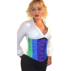 Womens Satin Rainbow Underbust Rear Lacing Costume Corset - Womens Small approx 24-26" waist - 32-34" bust - 34-36" hips