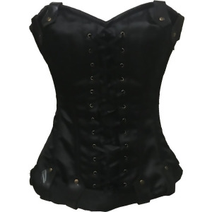 Womens Satin Romance Black Irene Fullbust Rear Lacing Costume Corset - Womens Medium approx 26-28" waist - 34-36" bust - 36-38" hips