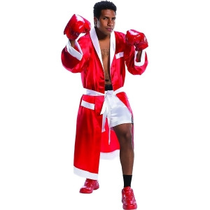 Adult's Mens The Champion Boxer Red Hooded Robe Costume - Mens Medium Large (40-44) 40-44" chest - 5'7" - 6'2" approx 145-190lbs