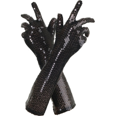 Women's Black Sequin Gloves Costume Accessory - Standard size 