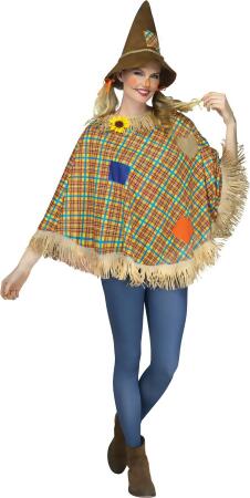 Adult's Sweet Scare Crow Poncho Costume Accessory - Standard size 