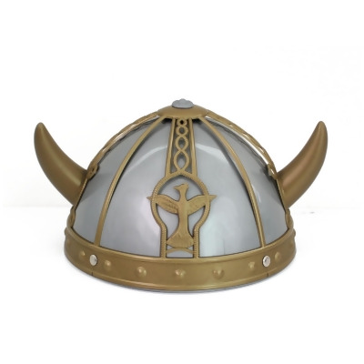 Child's Horned Silver And Gold Viking Helmet Costume Accessory - Standard size 