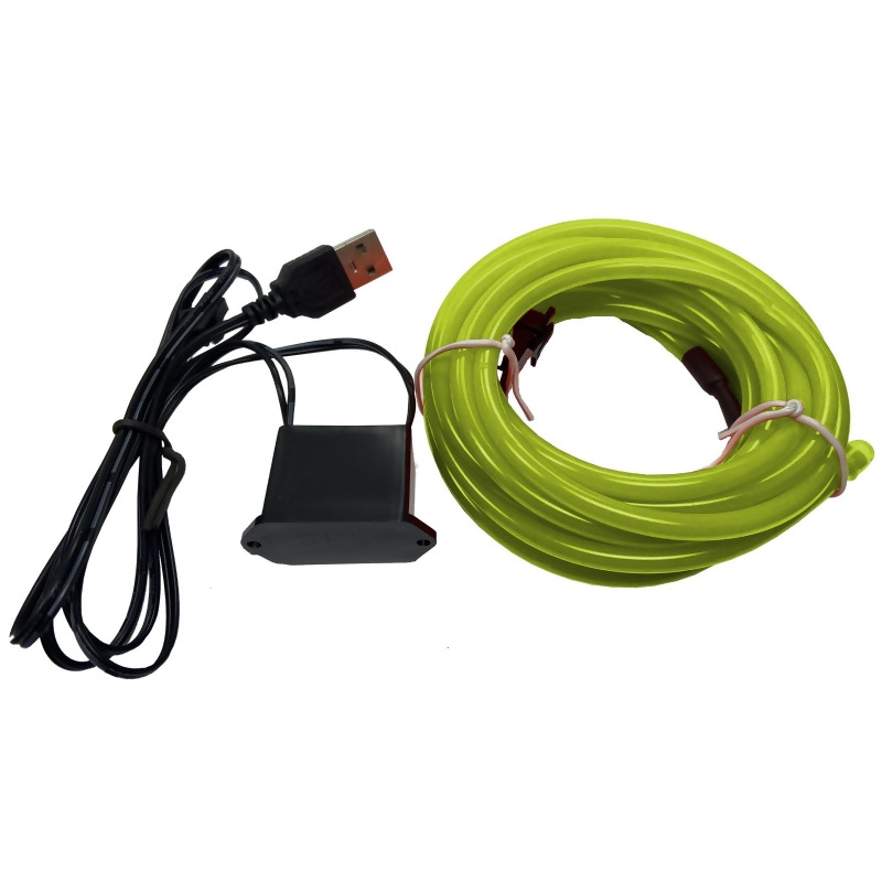 Party Wire Lime Green 5.0mm EL Wire With DC5V USB Inverter 2 Meter Length -  2 Meters