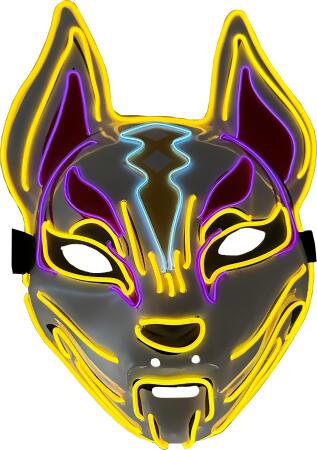 Psychic Cat Mask 3-Color Aqua Purple Yellow Party Wire EL Light Up Accessory - Standard size 