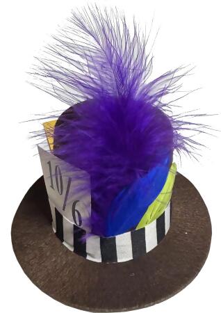 Brown Mad Hatter Mini Top Hat Headband Costume Accessory - Standard size 