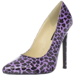 Women's Highest Heel Shoes 5 1/4 Heel Pump Purple Leopard Glitter - Women's US Shoe Size 10