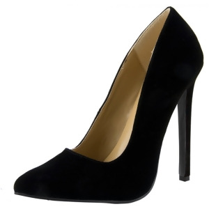Women's Highest Heel Shoes 5 1/4 Heel Pump Black Kid Velvet - Women's US Shoe Size 9